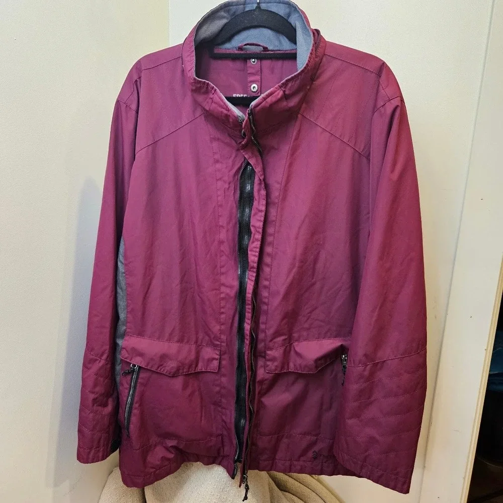 Free Country Radiance Mens 3X Jacket Burgundy Gray Softshell FullZip Outdoor VTG